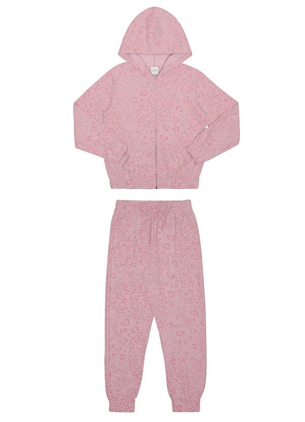 Vista 2 Conjunto Infantil Menina em Moletom Animal Print Rosa Alakazoo Alakazoo