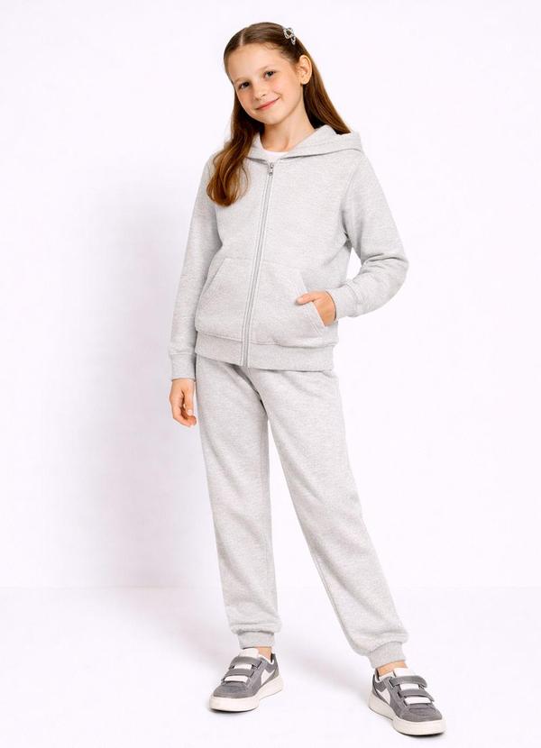 Conjunto Infantil Menina em Moletom Cinza Claro
