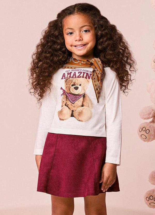 Conjunto Infantil Menina em Suede de Ursinho