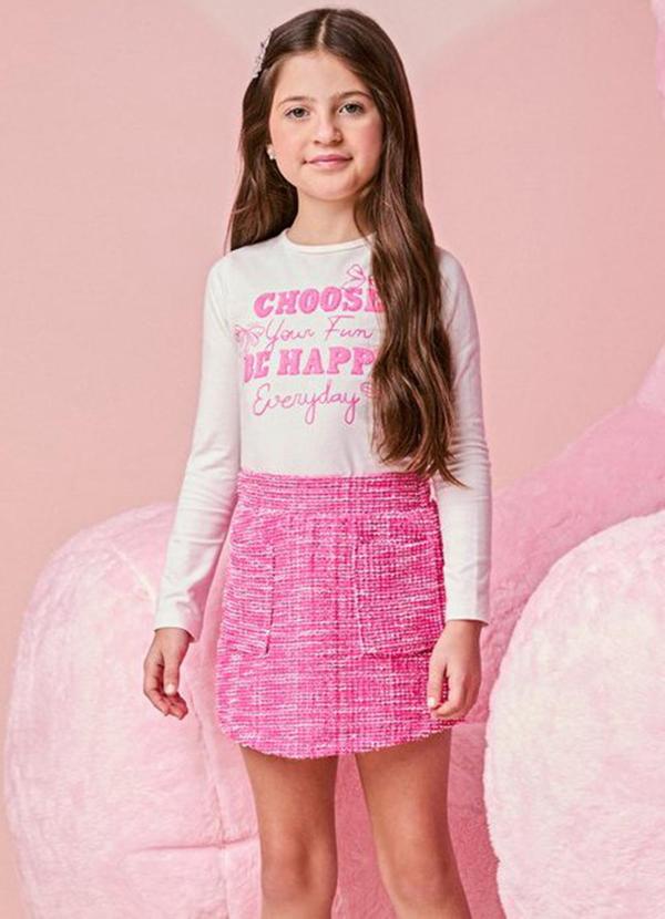 Conjunto Infantil Menina em Tweed Pink com Bolso