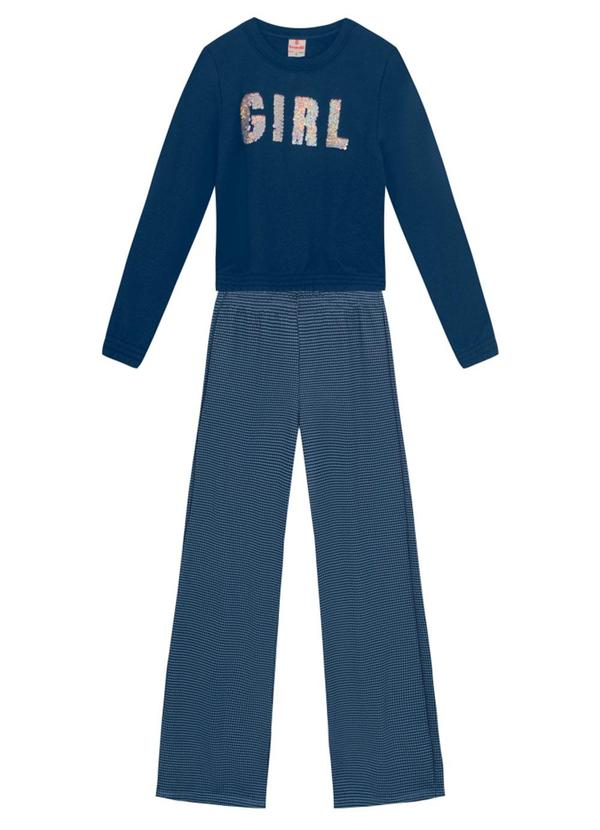 Conjunto Infantil Menina Escrita Azul