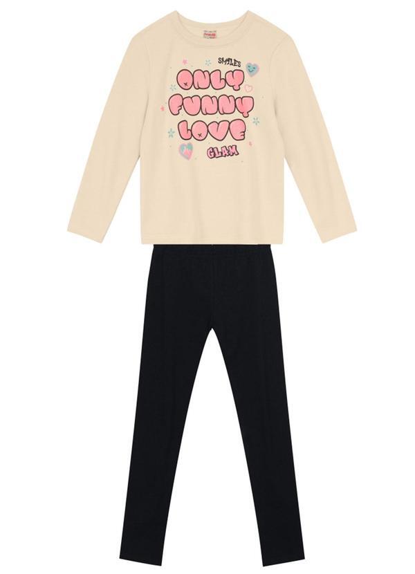 Vista 2 Conjunto Infantil Menina EscritaBege Brandili Brandili