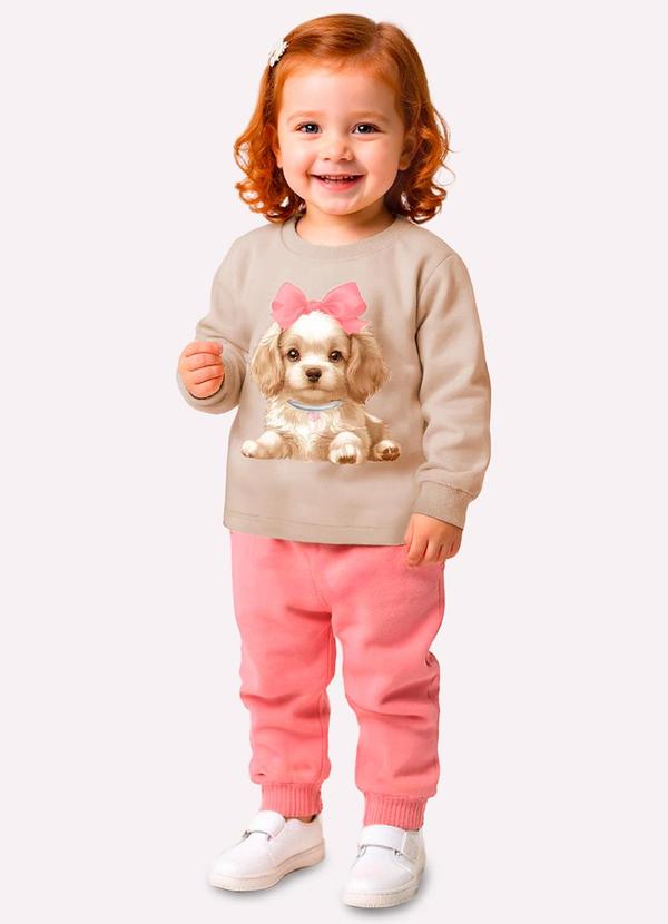 Conjunto Infantil Menina Estampa Bege