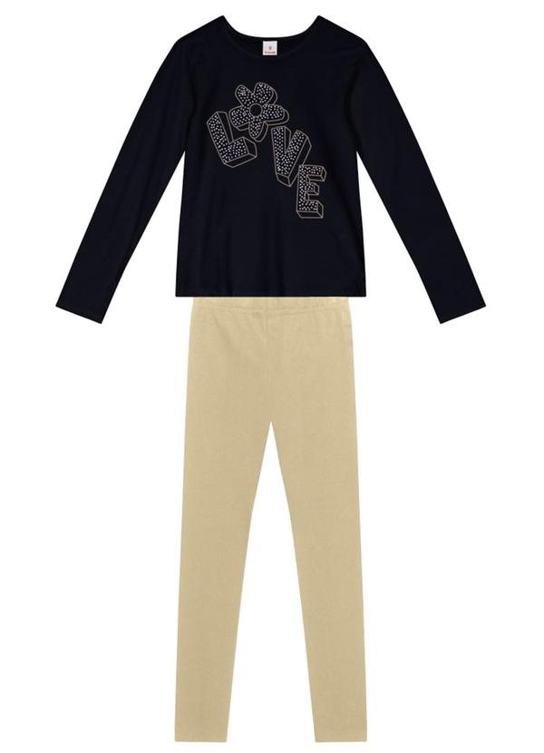 Conjunto Infantil Menina Floral Preto