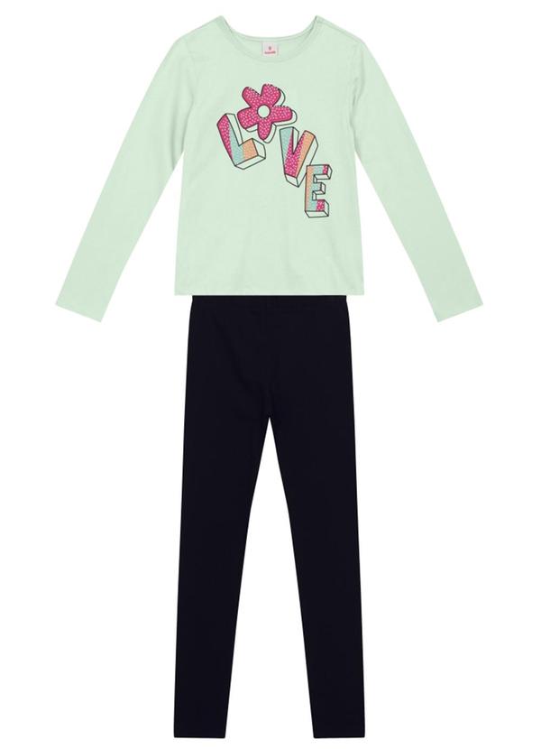 Conjunto Infantil Menina Floral Verde