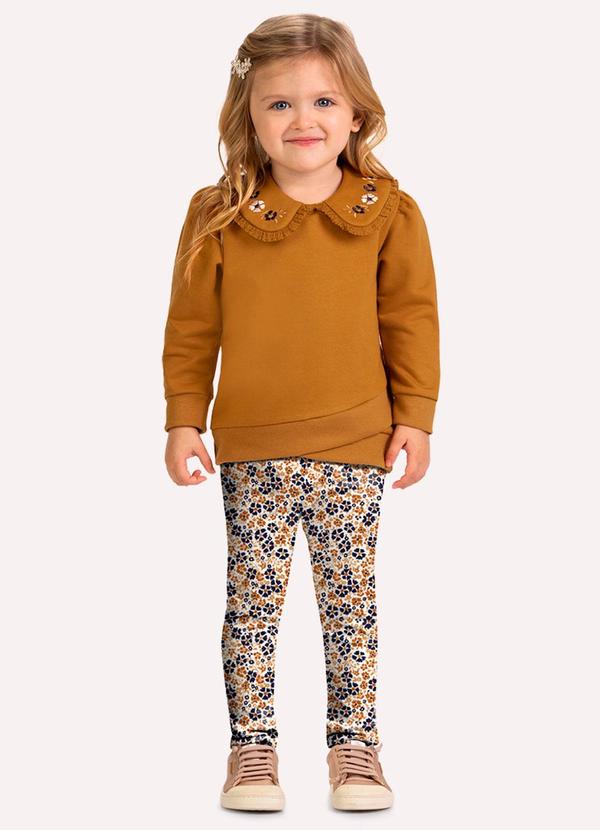Conjunto Infantil Menina Flores Amarelo