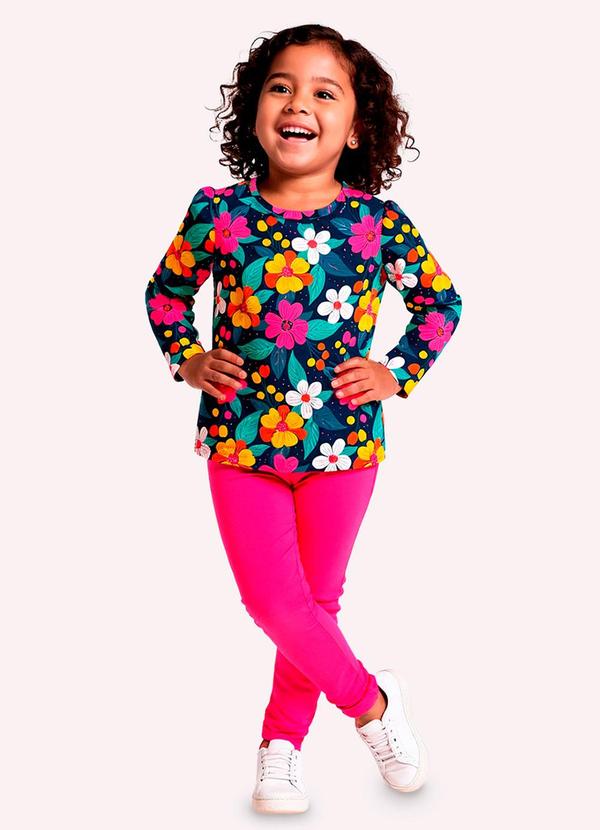 Conjunto Infantil Menina Flores Azul