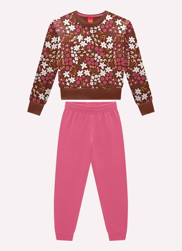 Conjunto Infantil Menina Flores Marrom