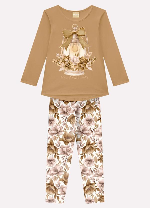 Conjunto Infantil Menina Flores Marrom