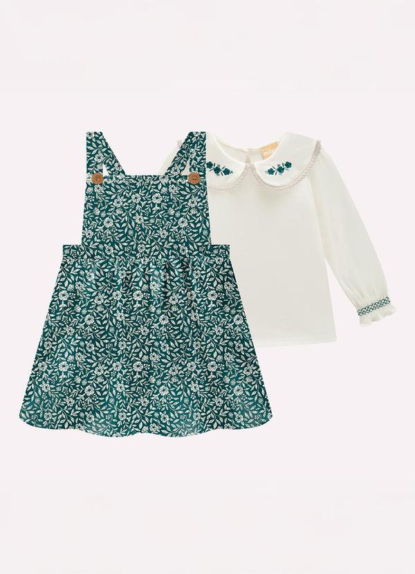 Conjunto Infantil Menina Flores Verde