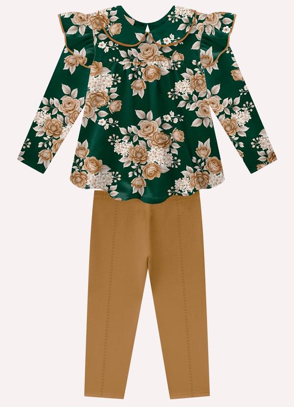 Conjunto Infantil Menina Flores Verde
