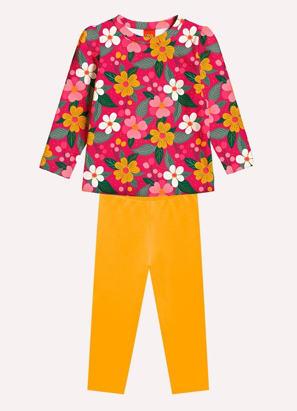 Conjunto Infantil Menina Flores Vermelho