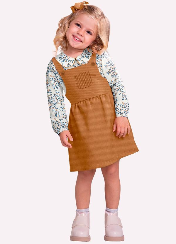 Conjunto Infantil Menina Folhas Marrom