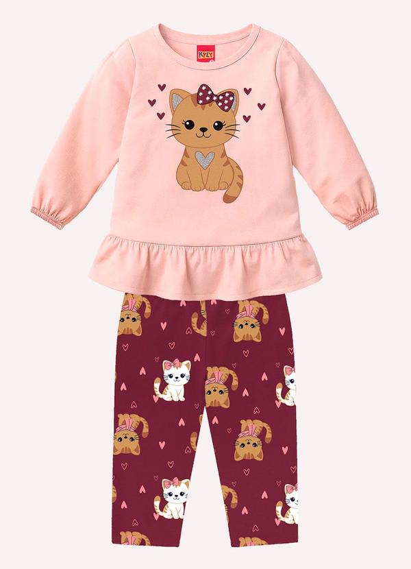 Conjunto Infantil Menina Gatinho Rosa