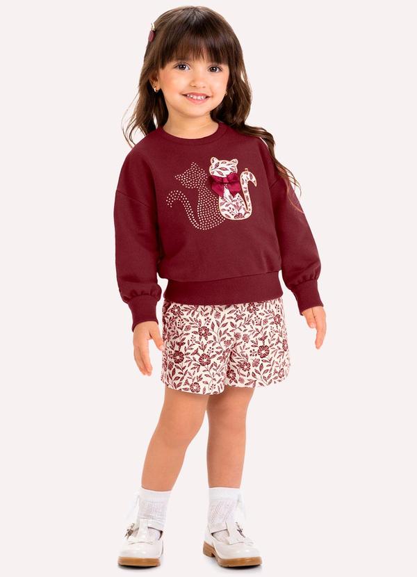 Conjunto Infantil Menina Gatinhos Vermelho