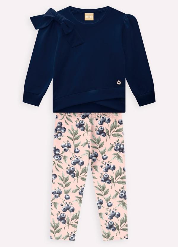 Vista 2 Conjunto Infantil Menina Laço Azul Milon Milon