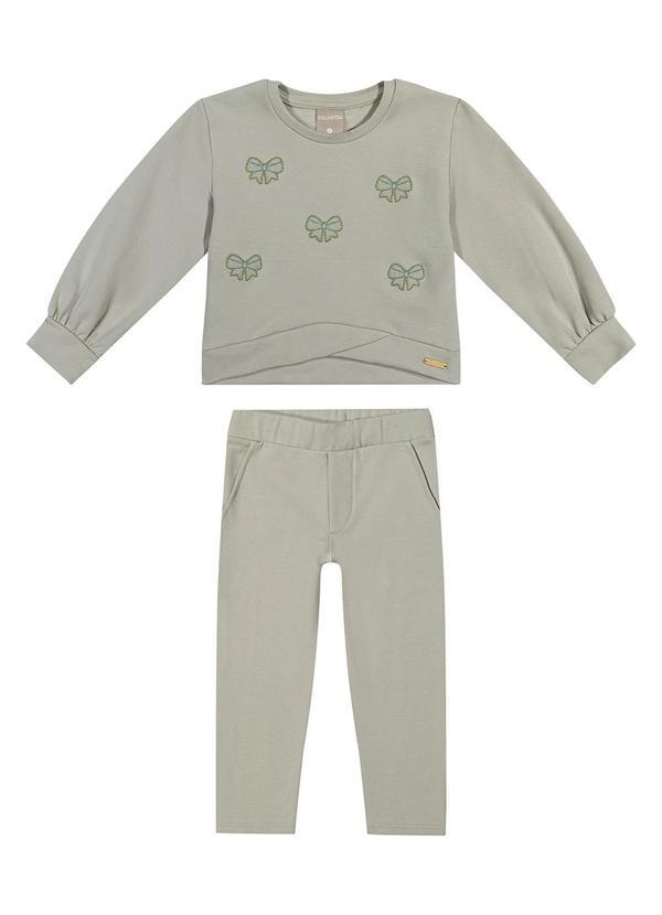 Conjunto Infantil Menina Laços Bordados Cinza