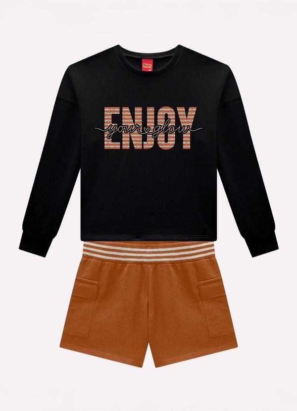 Conjunto Infantil Menina Lettering Preto