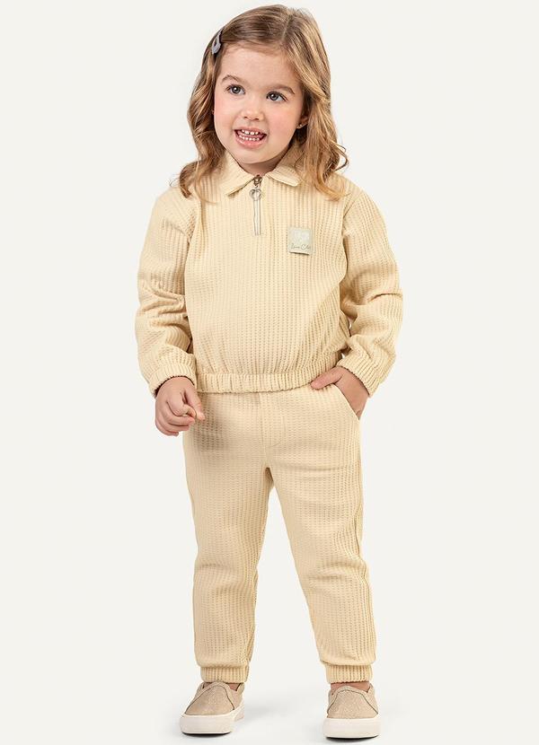 Vista 2 Conjunto Infantil Menina Malha Tricô Bege Colorittá Colorittá