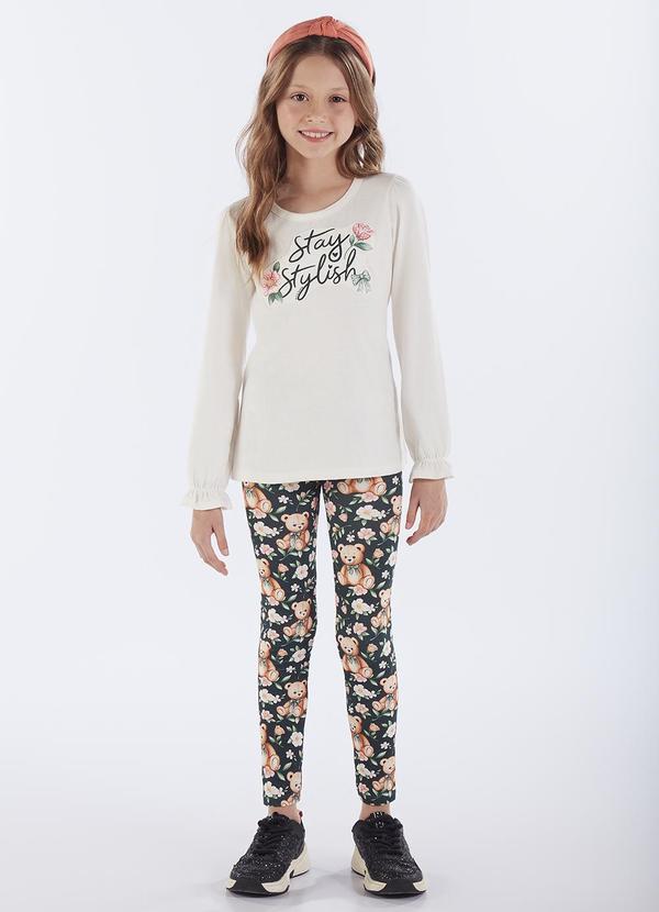 Conjunto Infantil Menina Meia Malha Bege