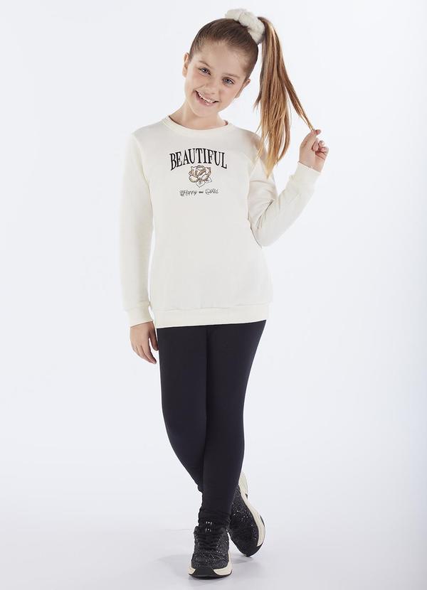 Conjunto Infantil Menina Moletom Bege