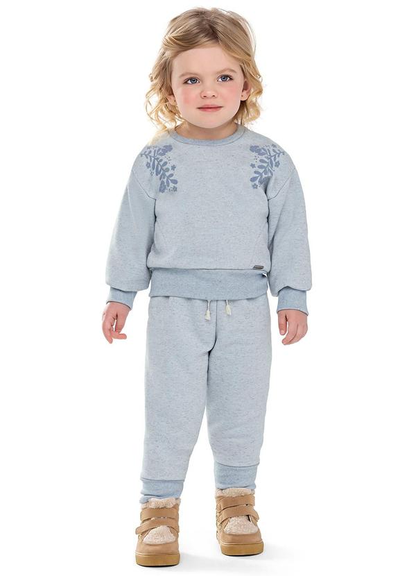 Conjunto Infantil Menina Moletom Floral Azul