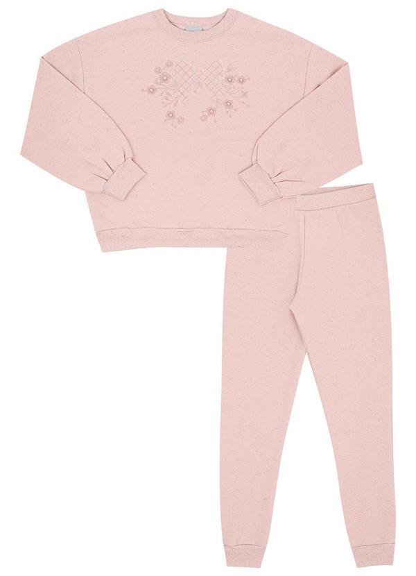 Conjunto Infantil Menina Moletom Linho Rosa