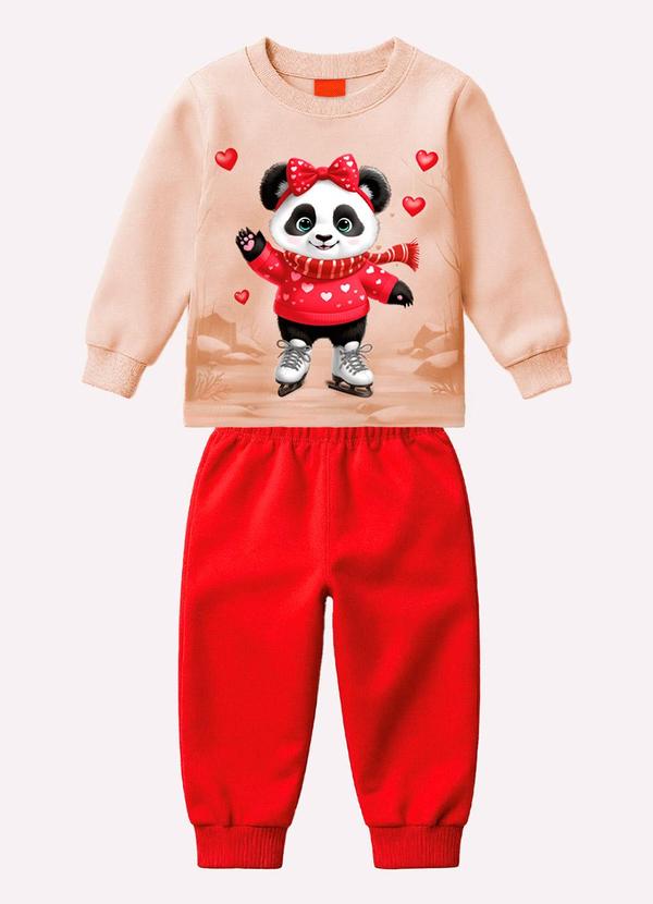 Conjunto Infantil Menina Pandinha Bege