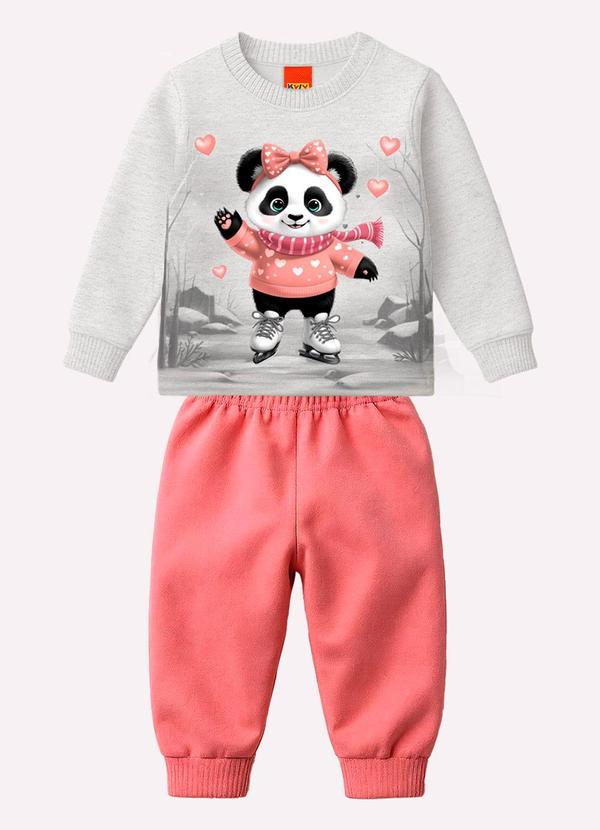 Conjunto Infantil Menina Pandinha Cinza