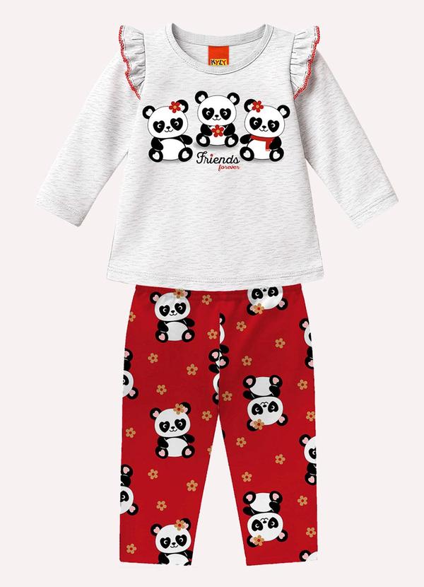 Conjunto Infantil Menina Pandinhas Cinza