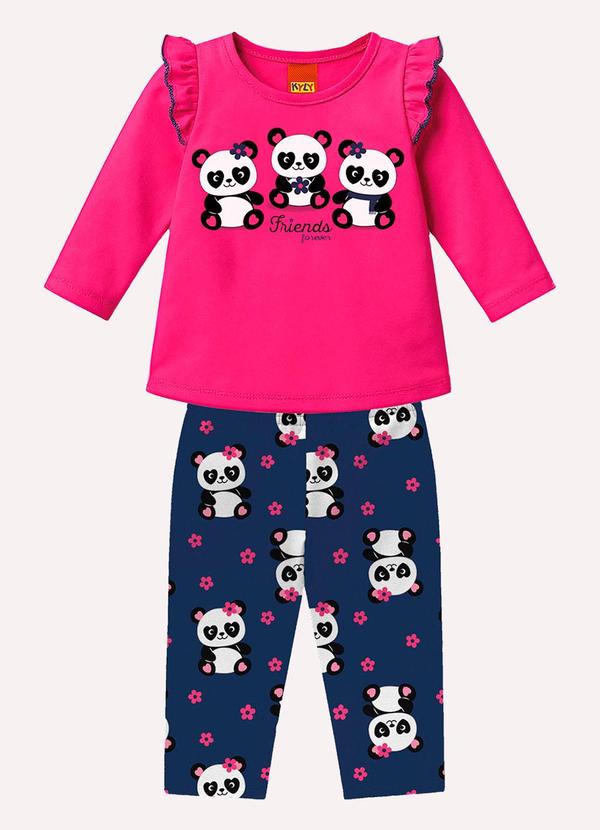 Conjunto Infantil Menina Pandinhas Rosa
