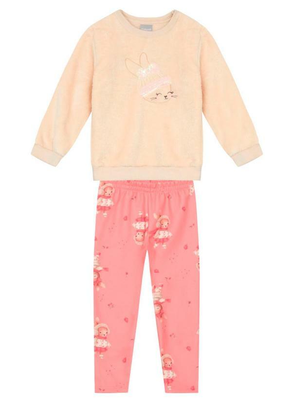 Conjunto Infantil Menina Peluciado Natural