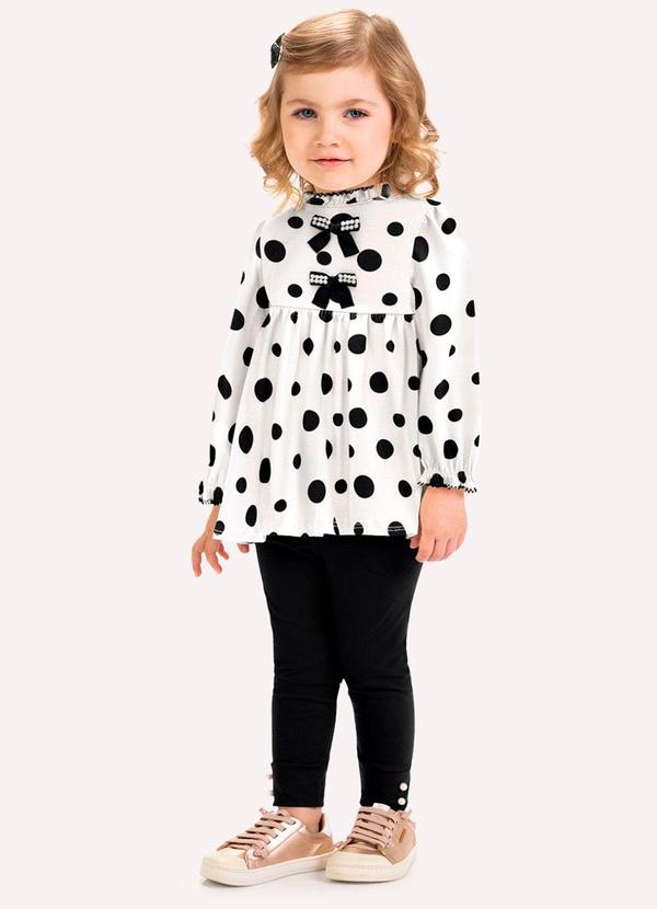 Conjunto Infantil Menina Póas Branco