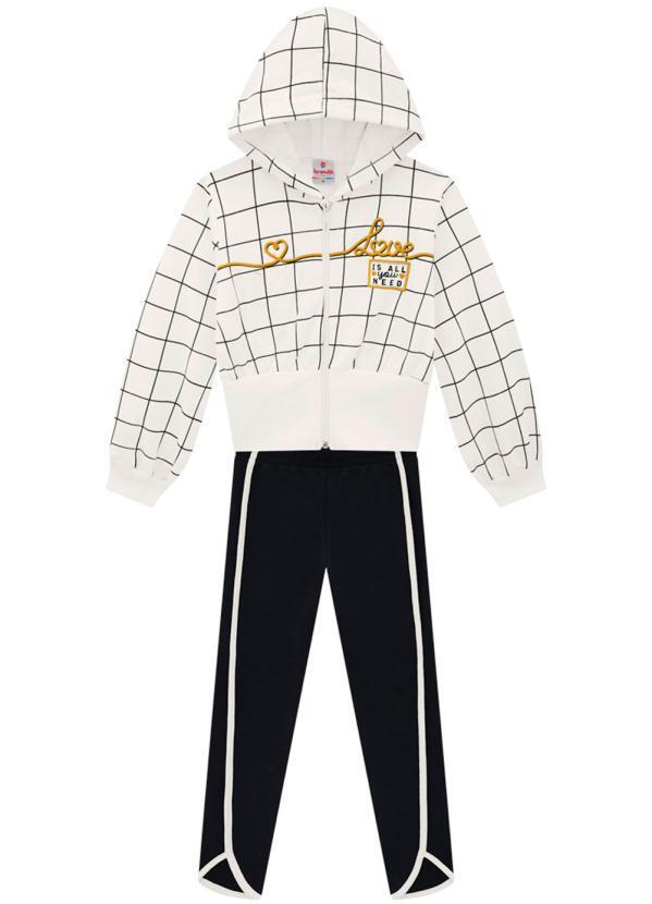 Conjunto Infantil Menina Quadriculada Bege