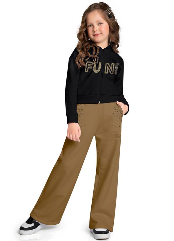 Vista 2 Conjunto Infantil Menina Quadriculado Preto Kyly Kyly