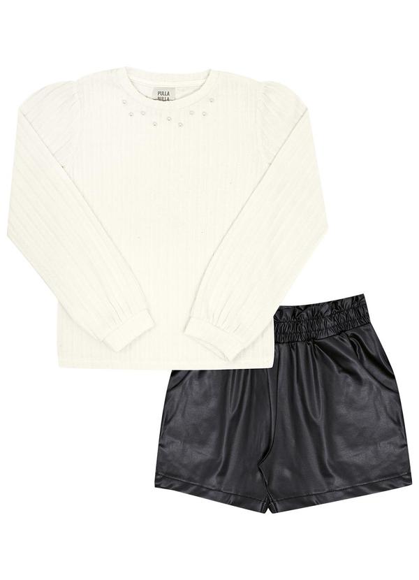 Conjunto Infantil Menina Tecido Canelado Bege