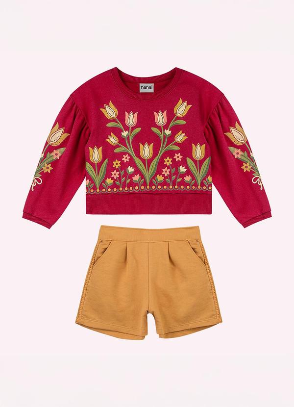 Conjunto Infantil Menina Tulipas Vermelho