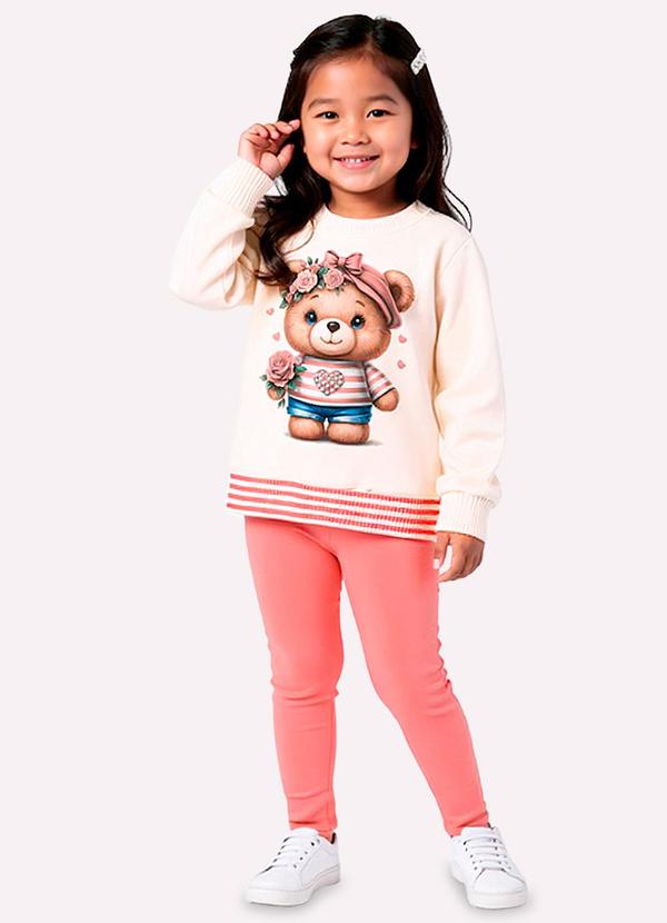 Conjunto Infantil Menina Ursinho Bege