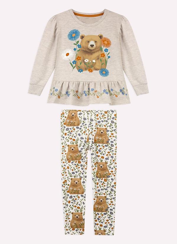 Conjunto Infantil Menina Ursinho Cinza