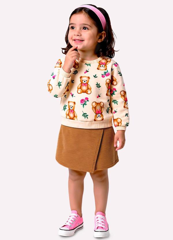 Conjunto Infantil Menina Ursinhos Bege