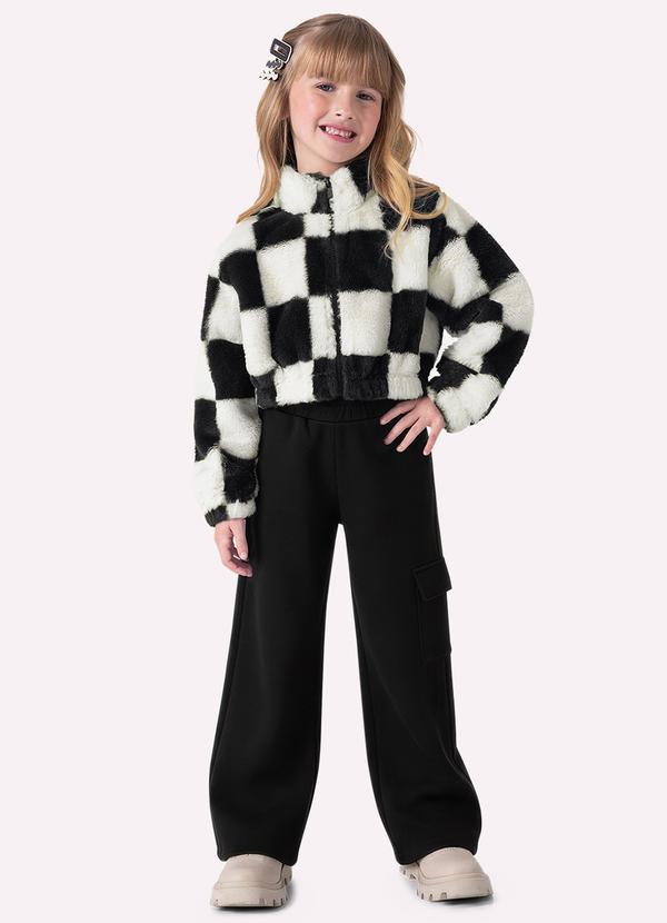 Conjunto Infantil Menina Xadrez Branco