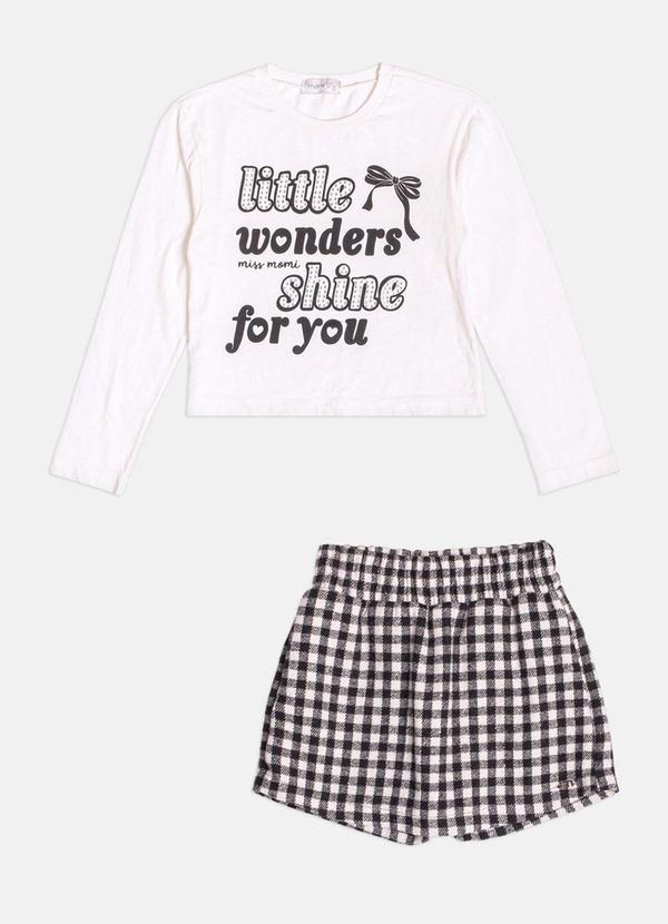 Conjunto Infantil Menina Xadrez com Lettering