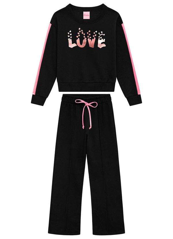 Vista 2 Conjunto Infantil Moletom Preto Duduka Duduka