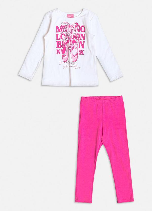 Vista 2 Conjunto Infantil Sapatilhas com Strass Branco