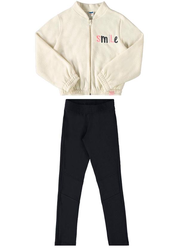 Conjunto Jaqueta Boucle e Legging Bege