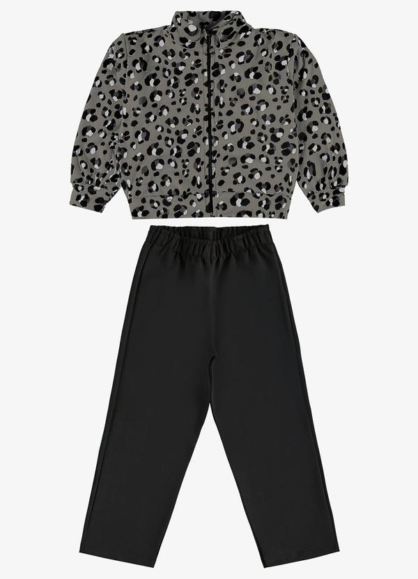 Conjunto Jaqueta Capuz e Legging Cinza