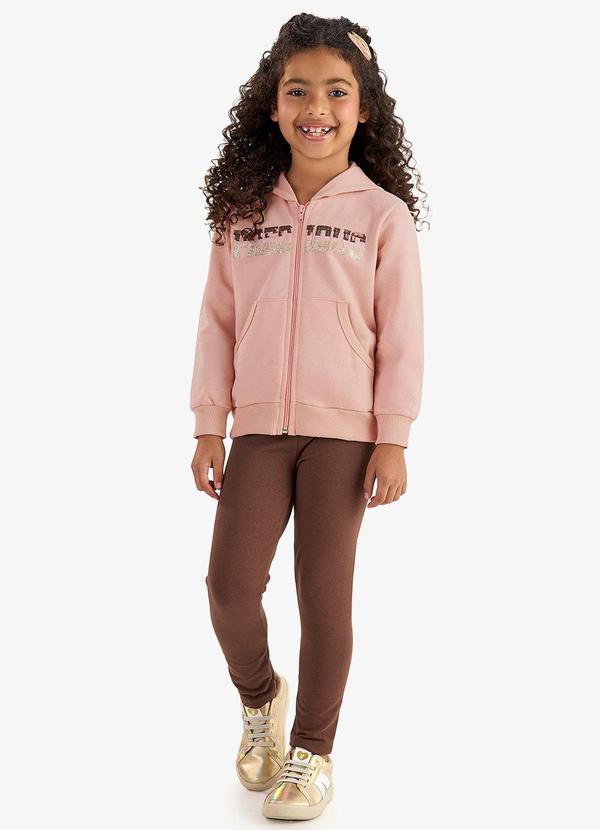 Conjunto Jaqueta Capuz e Legging Rosa
