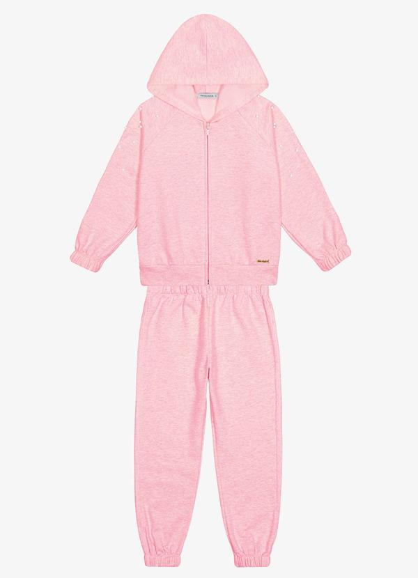 Conjunto Jaqueta com Capuz e Calça Rosa