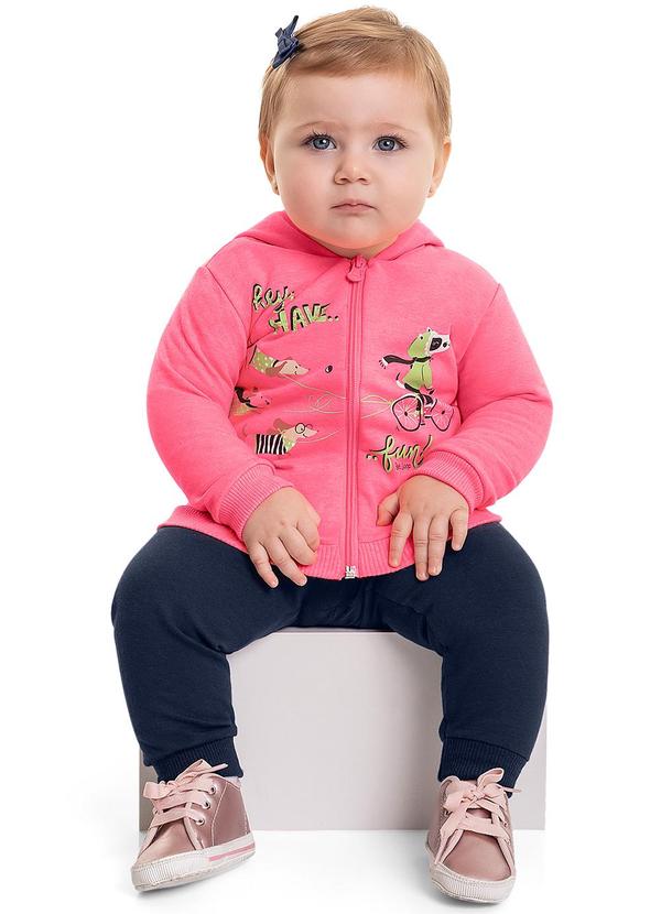 Vista 2 Conjunto Jaqueta e Calça Bebê Menina Rosa Bee Loop Bee Loop