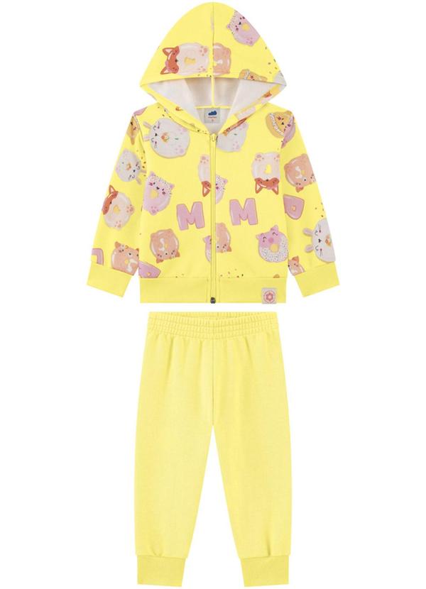 Conjunto Jaqueta e Calça em Moletom Amarelo